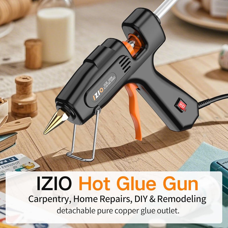 iZiO Hot Glue Gun with 21 Glue Sticks7/16") &Storage Pouch - 100W Fast Heating (2-3 Min), Heavy Duty DIY Starter Kit for Crafts, Fabric, Wood, Home Repairs,Non-Drip Precision Nozzle, ergonomic|Black - Image 2